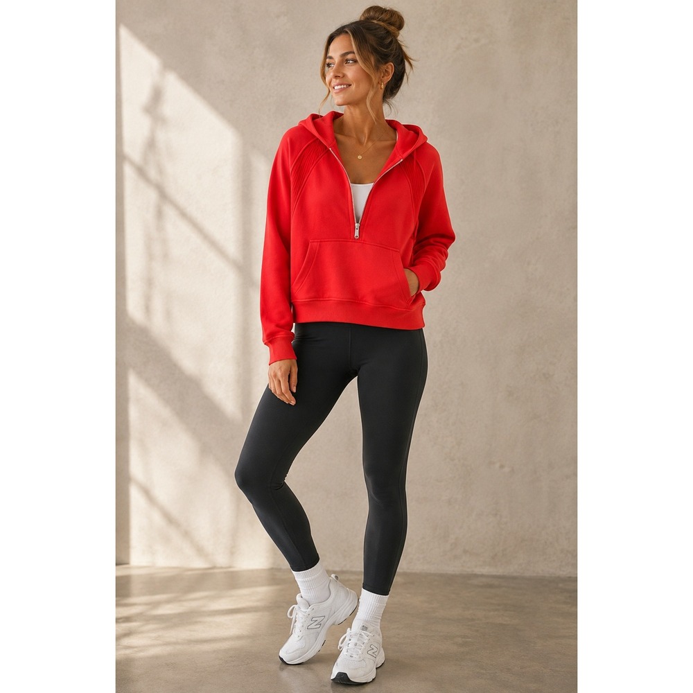 Lululemon Womens Hoodie XL/XXL Red Scuba Oversized Half-Zip Thumbholes